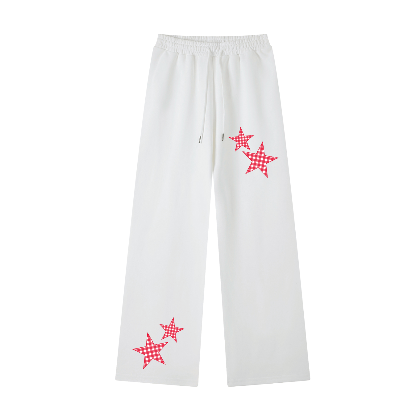 Red Gingham Straight-Leg Sweatpants