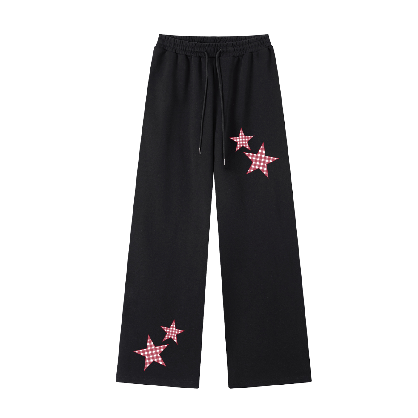 Crimson Gingham Straight-Leg Sweatpants