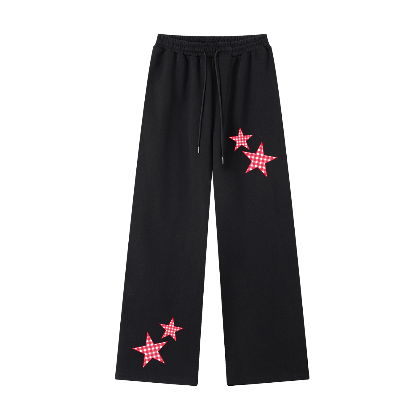 Red Gingham Straight-Leg Sweatpants