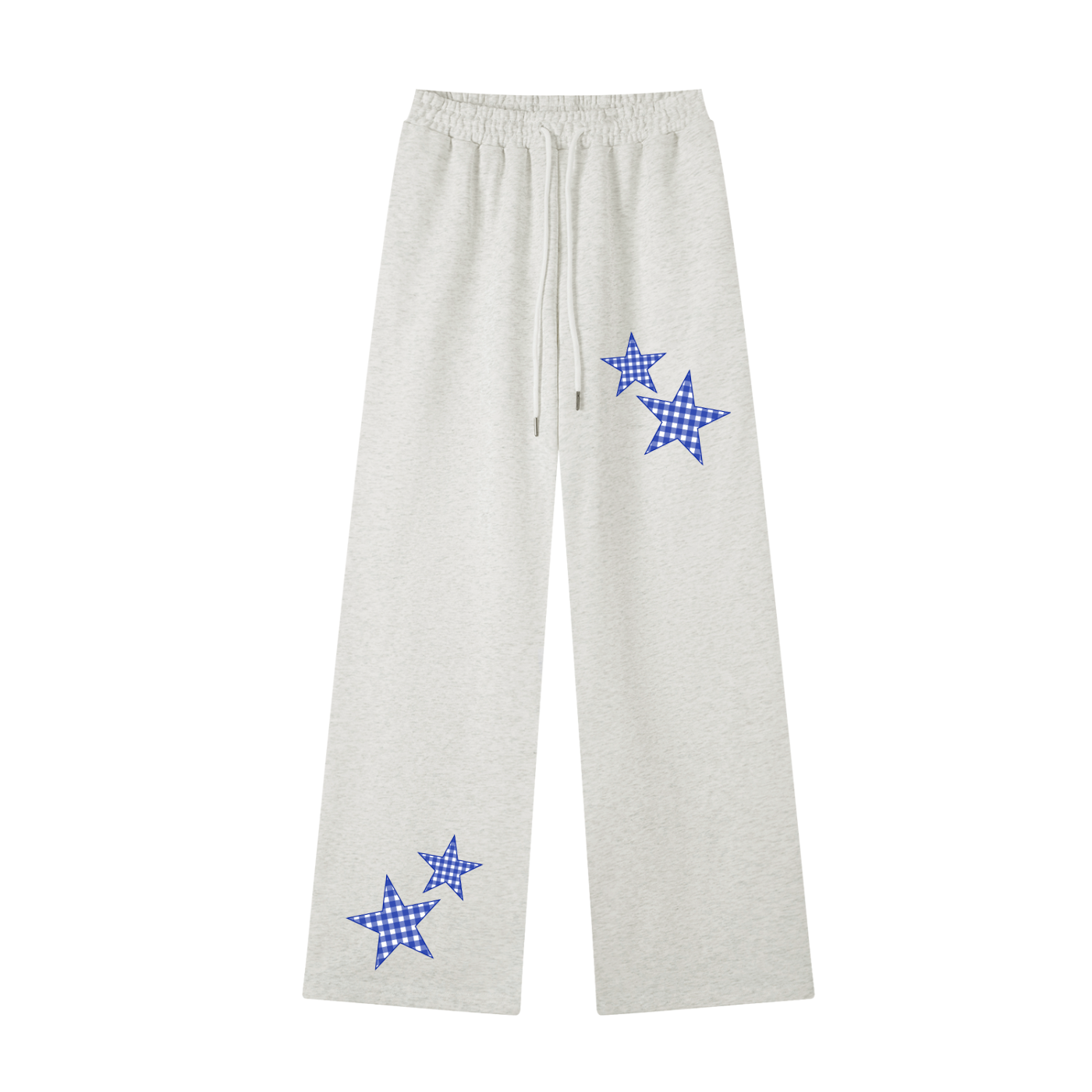 Blue Gingham Straight-Leg Sweatpants