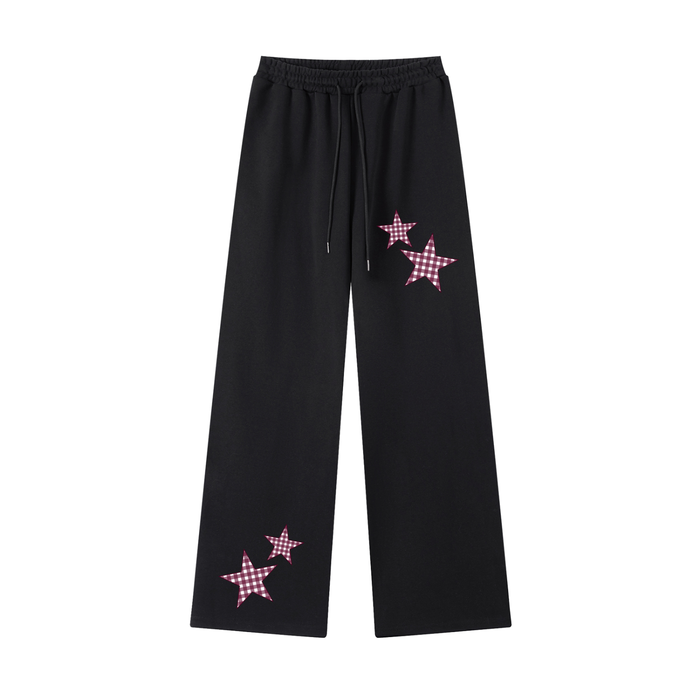 Maroon Gingham Straight-Leg Sweatpants