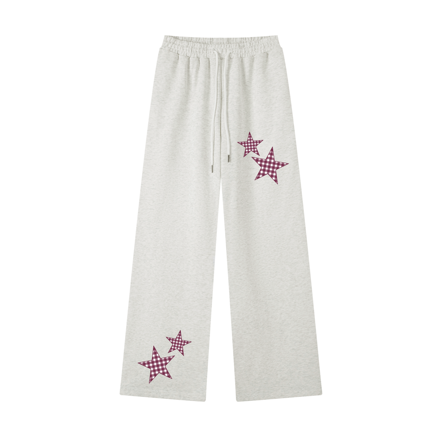 Maroon Gingham Straight-Leg Sweatpants
