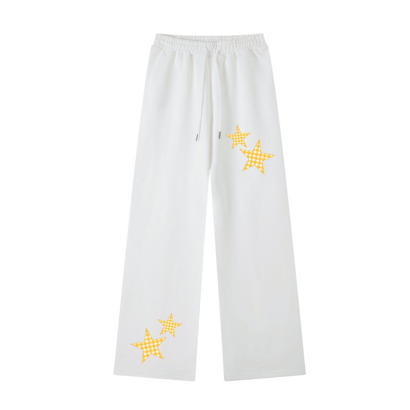 Gold Gingham Straight-Leg Sweatpants