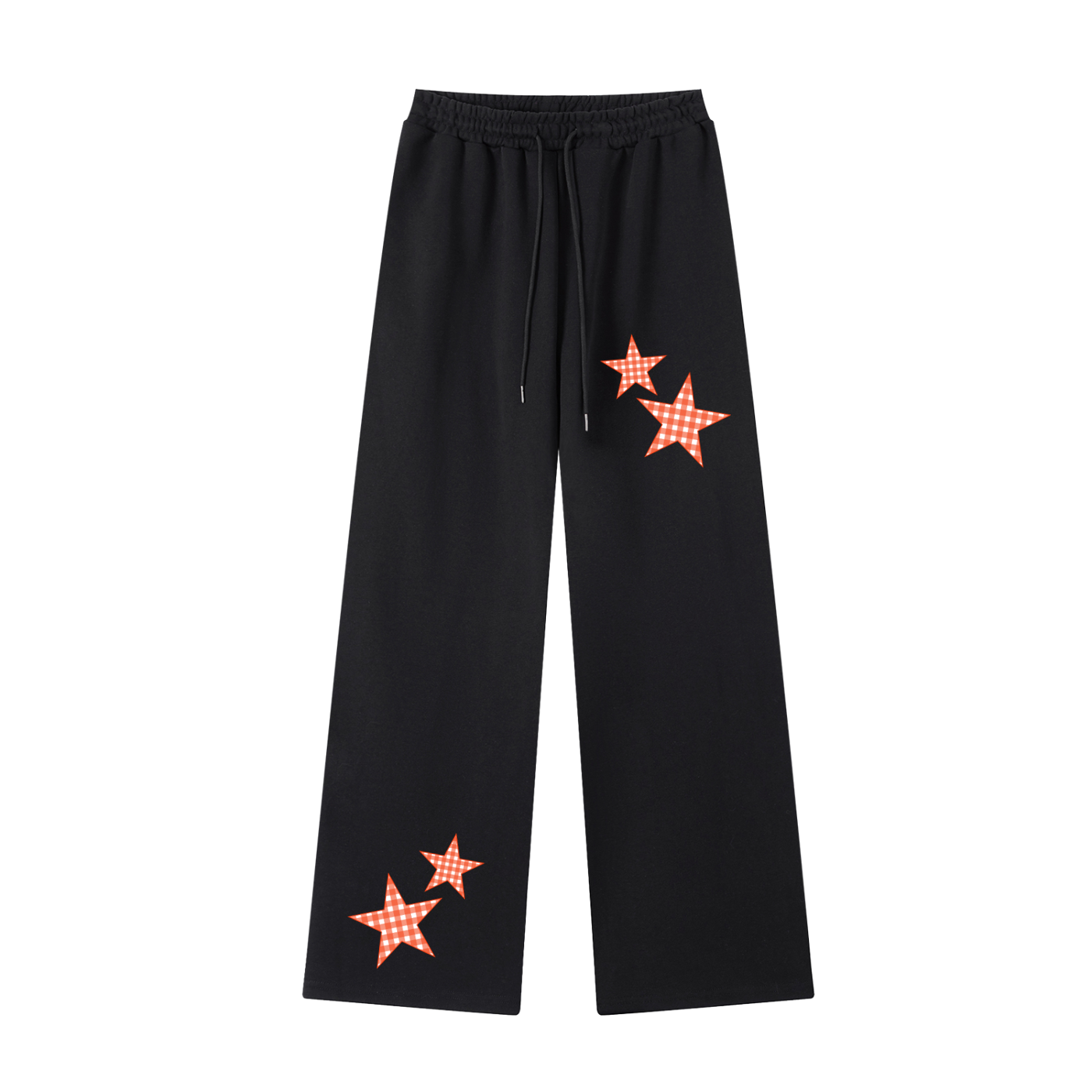 Orange Gingham Straight-Leg Sweatpants