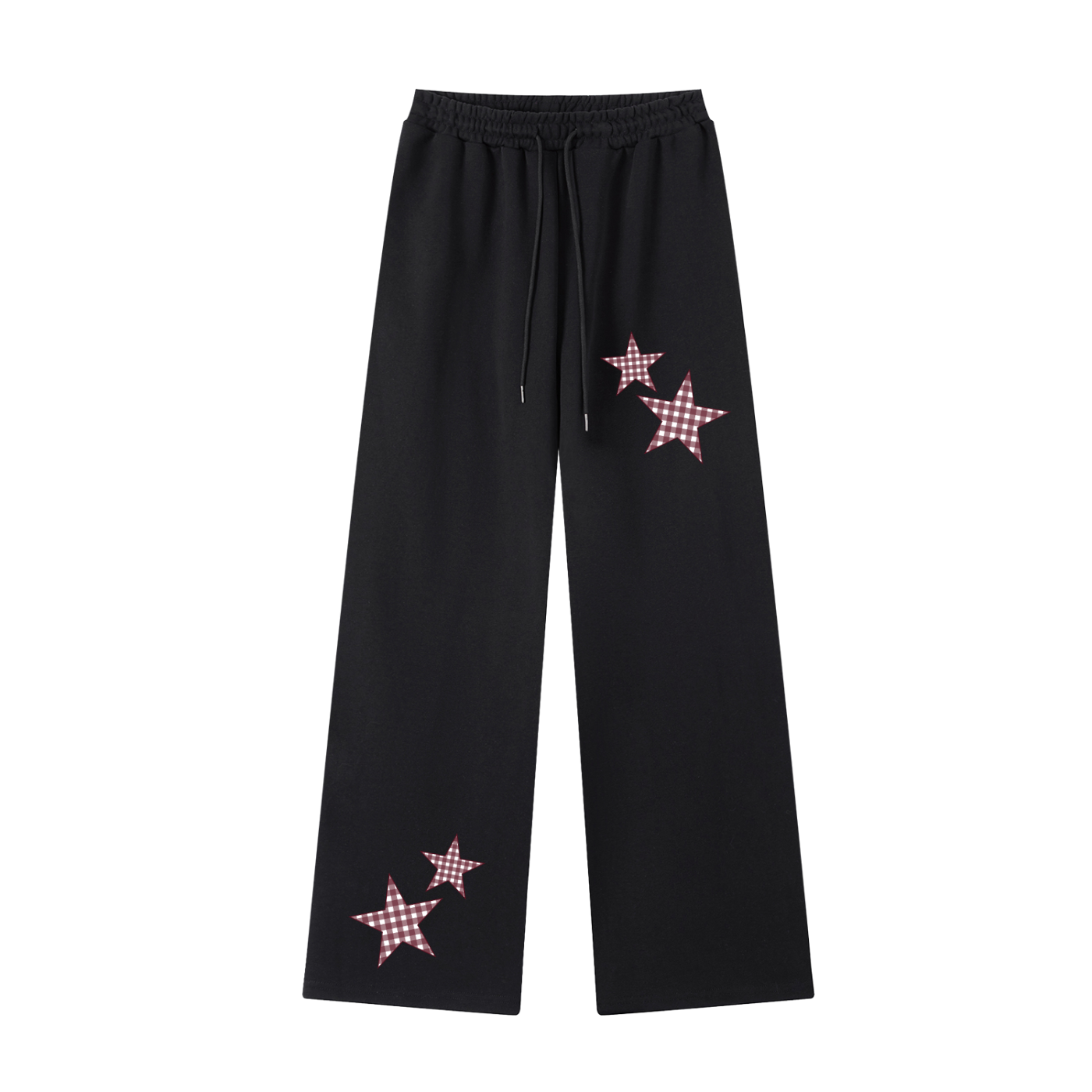 Maroon Gingham  Straight-Leg Sweatpants