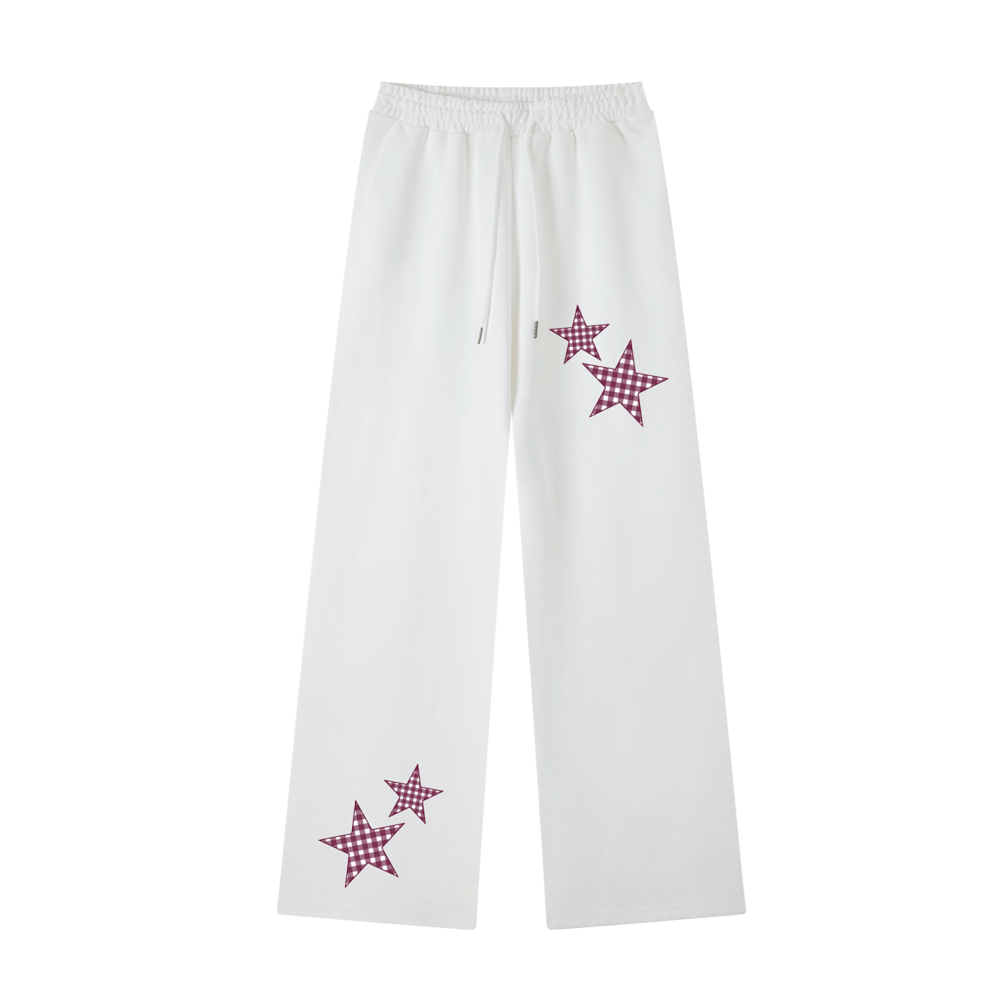 Maroon Gingham Straight-Leg Sweatpants