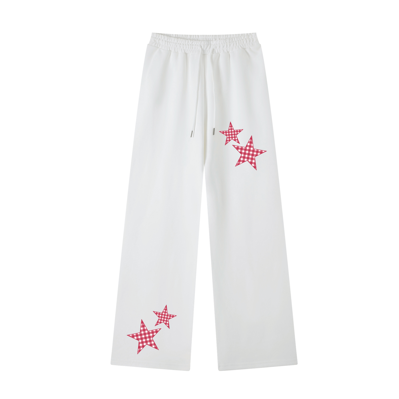 Red Gingham Straight-Leg Sweatpants