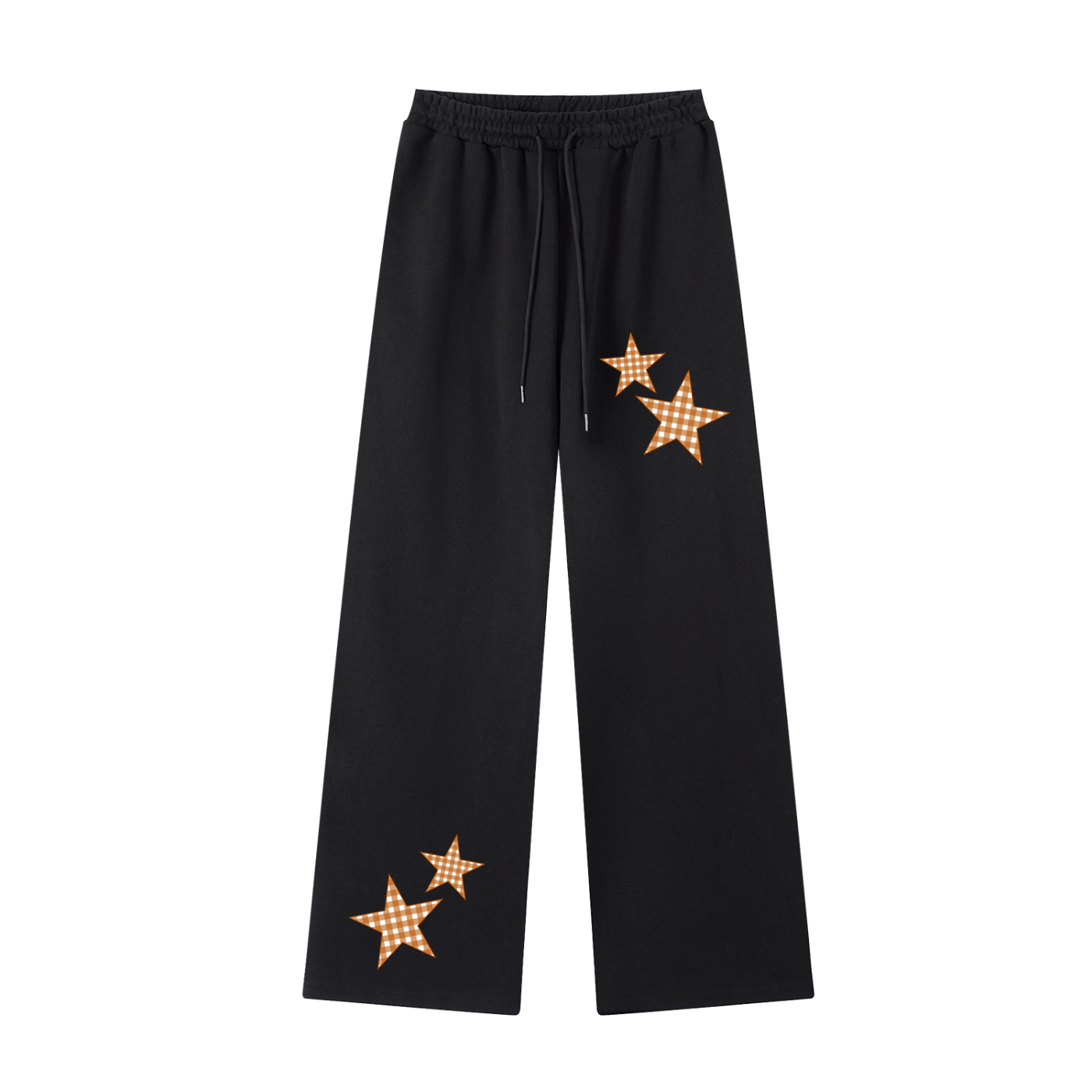 Orange Gingham Straight-Leg Sweatpants