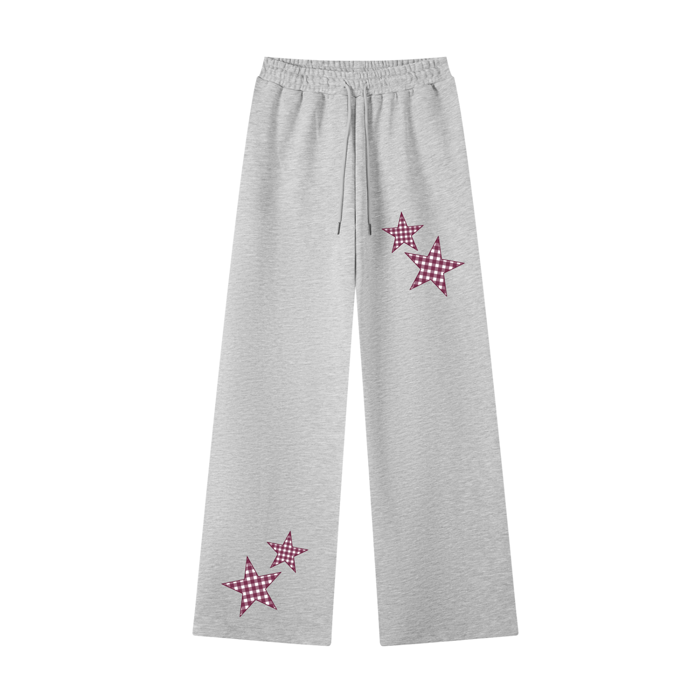 Maroon Gingham Straight-Leg Sweatpants