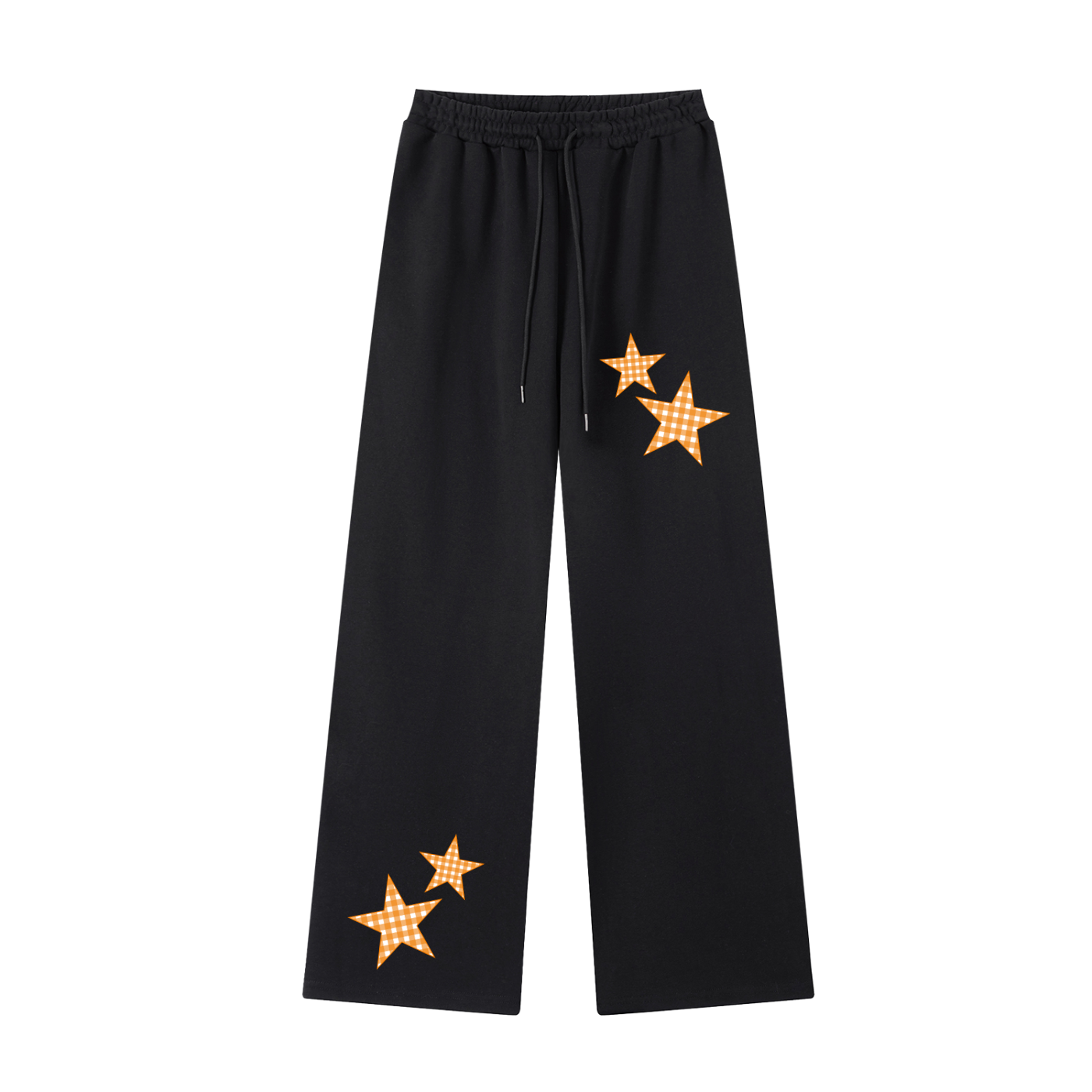 Orange Gingham Straight-Leg Sweatpants