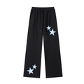 Light Blue Gingham Straight-Leg Sweatpants