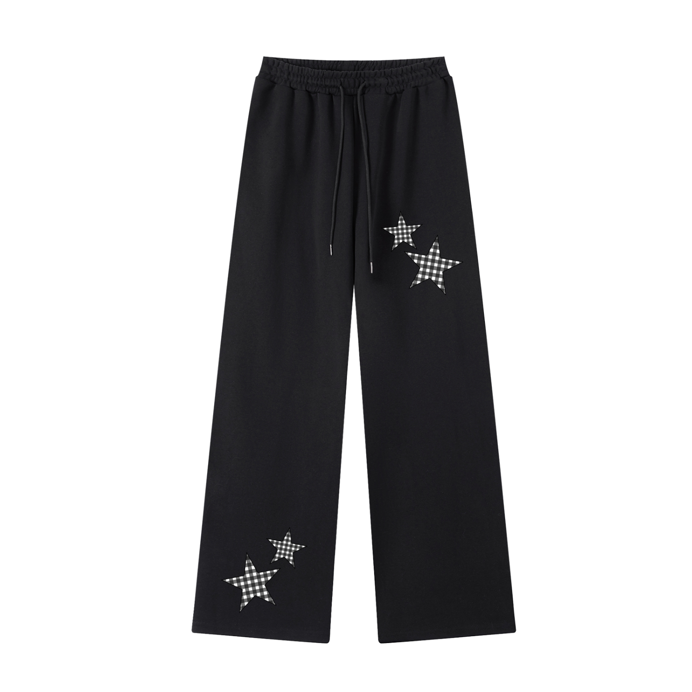 Black Gingham Straight-Leg Sweatpants