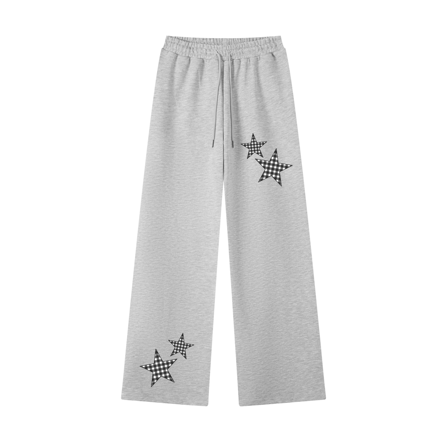 Black Gingham Straight-Leg Sweatpants