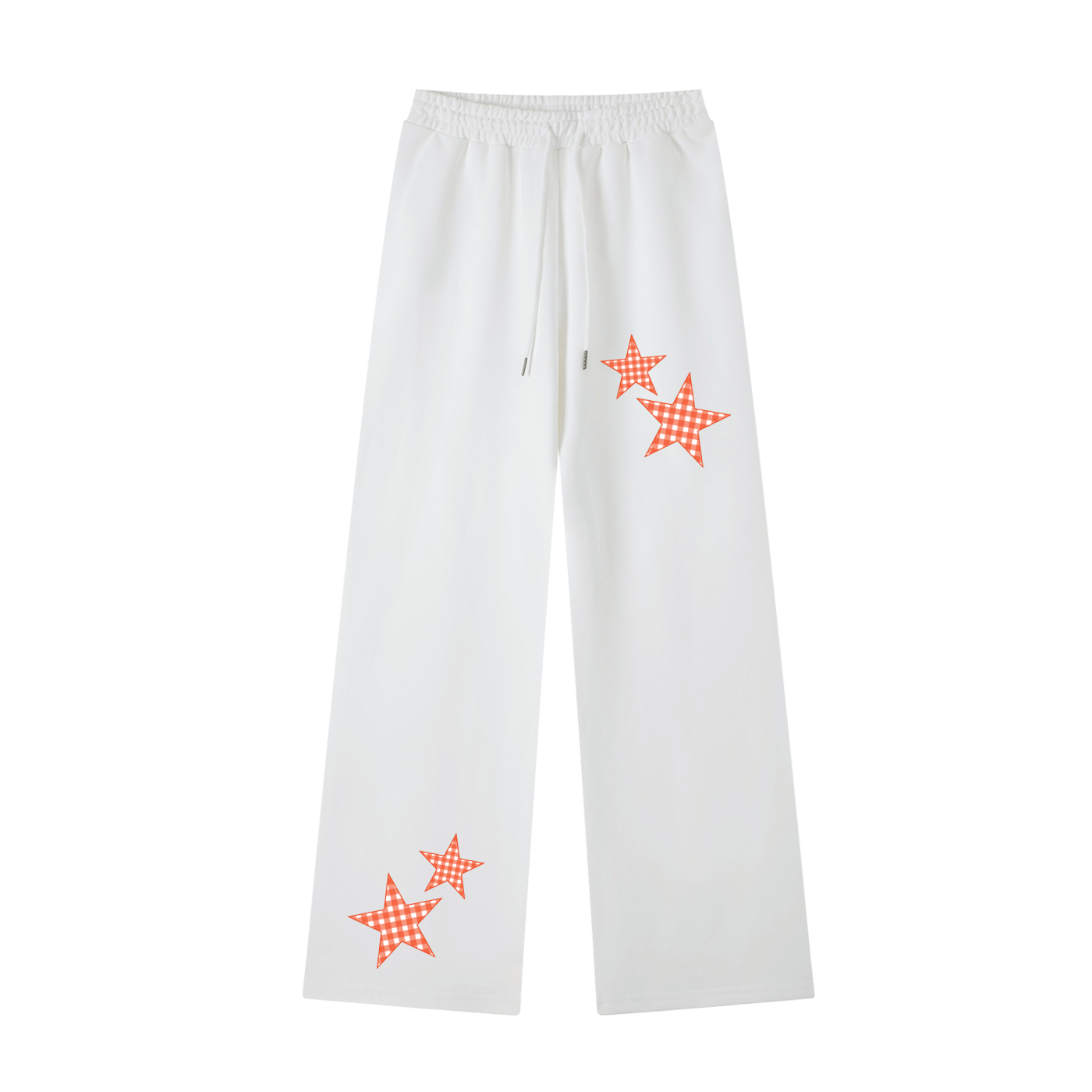 Orange Gingham Straight-Leg Sweatpants