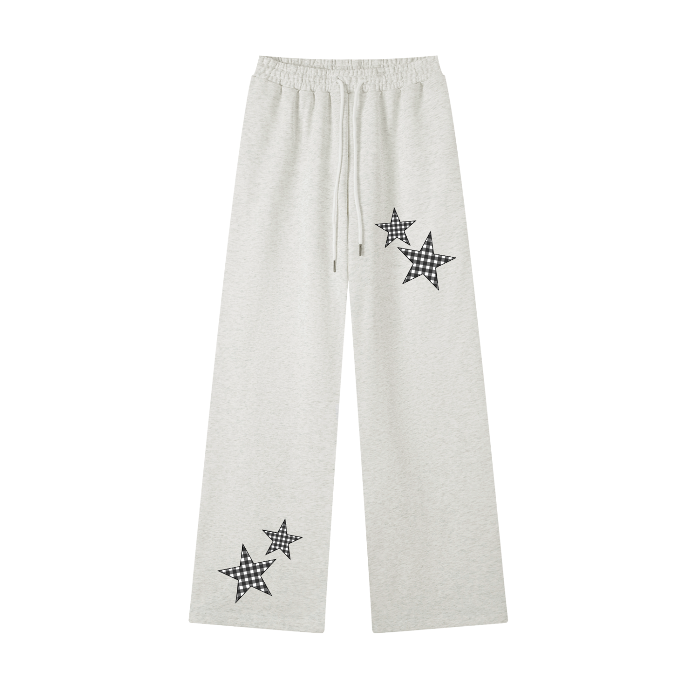 Black Gingham Straight-Leg Sweatpants