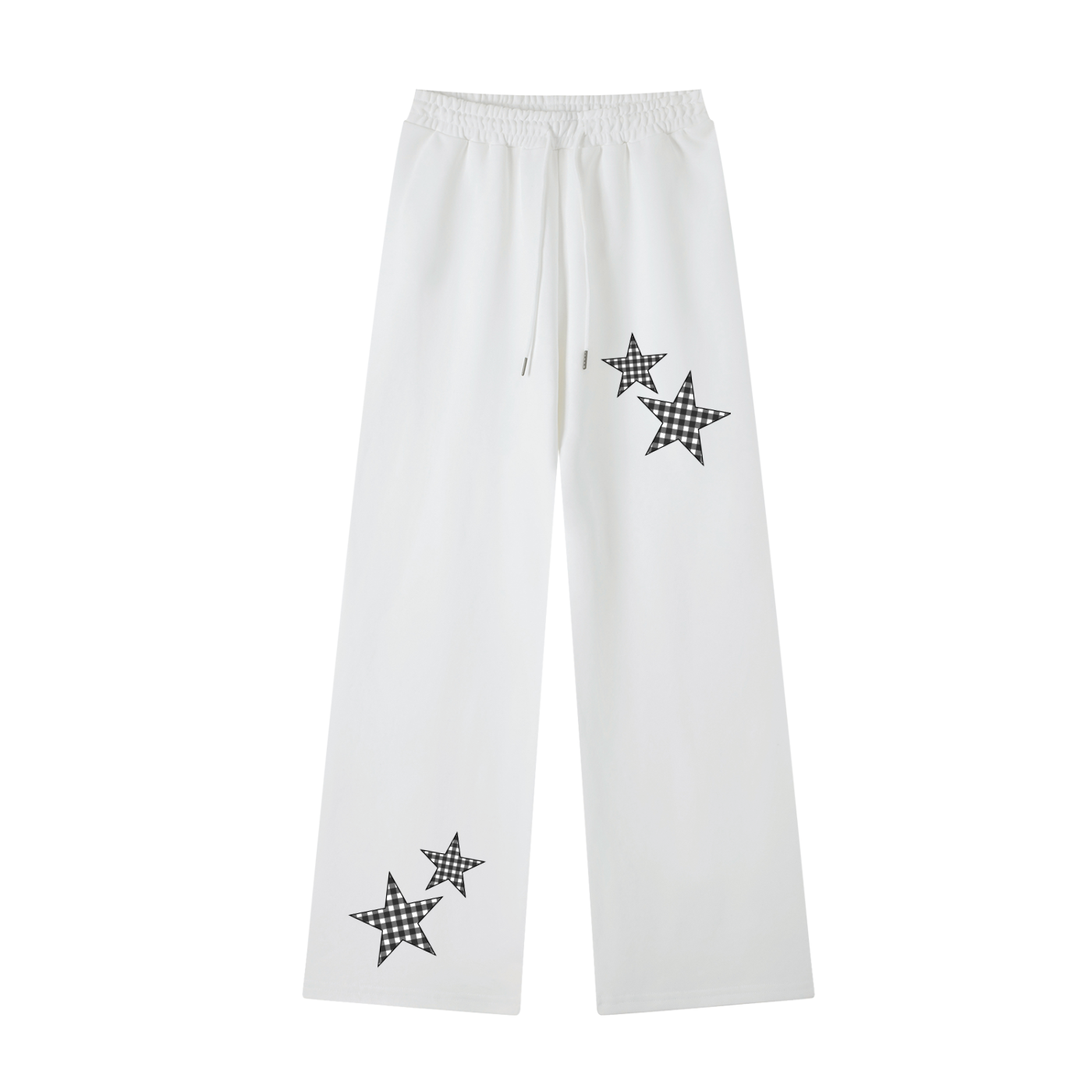 Black Gingham Straight-Leg Sweatpants