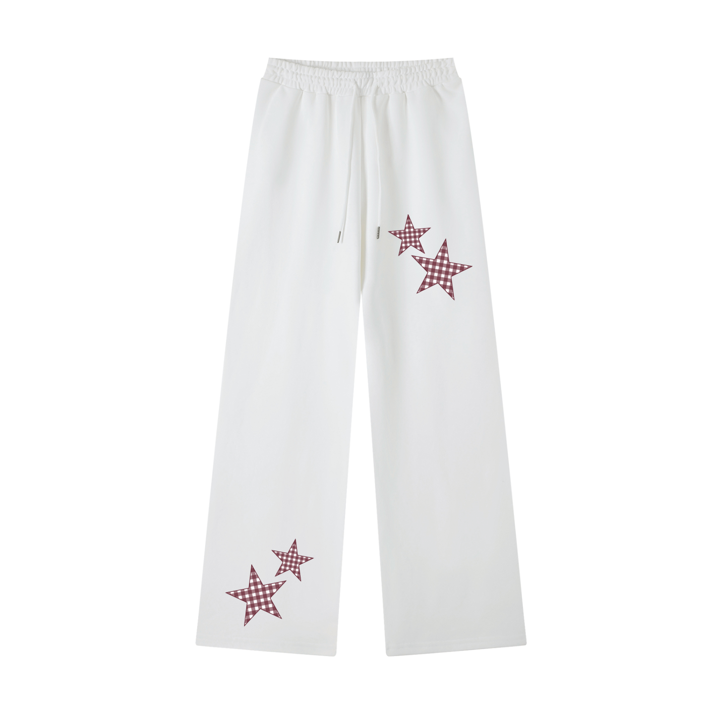 Maroon Gingham  Straight-Leg Sweatpants