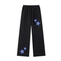 Blue Gingham Straight-Leg Sweatpants